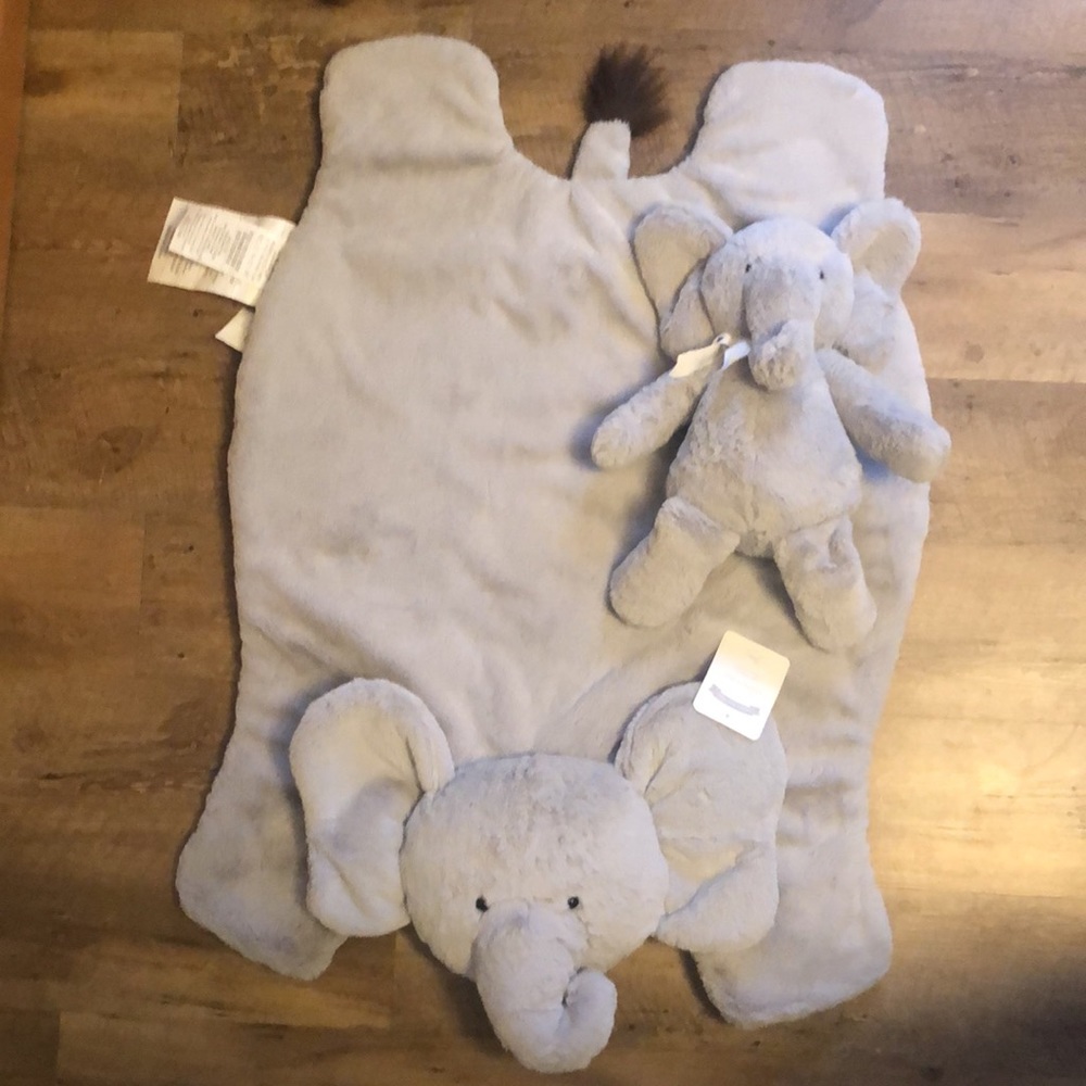 Pottery barn elephant mat and matching stuffed animal